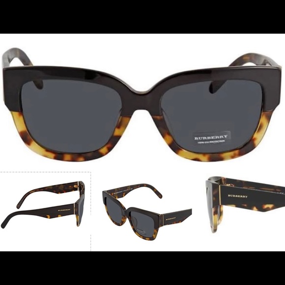 BURBERRY CLASSIC SQUARE SHAPE WITH A BLACK ON TOP OF HAVANA SUNGLASSES - Picture 10 of 16